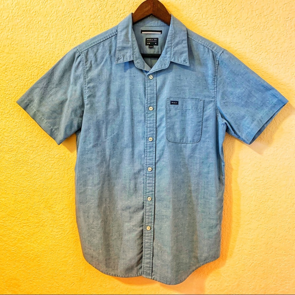 Men’s RVCA Light Blue Short Sleeve Button Up Shirt
